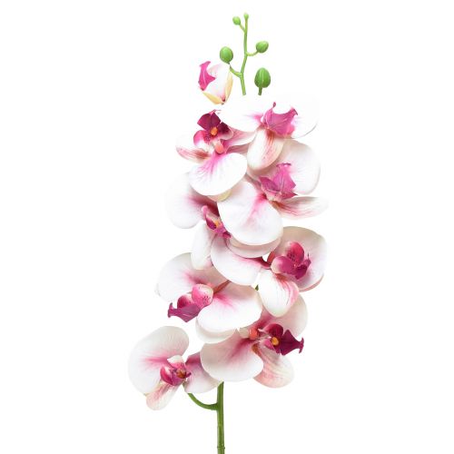 Orchideje Phalaenopsis umělé 9 květů bílá fuchsie 96cm