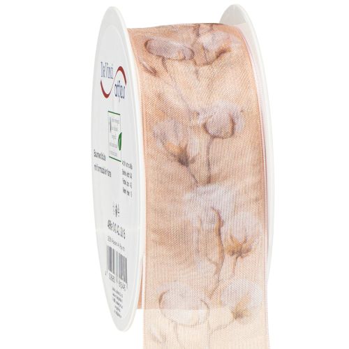 Organzová stuha bavlněná květinová dekorativní stuha růžová 40mm 15m