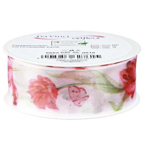 položky Organzová stuha šifonová stuha papoušek tulipány červená 40mm 18m