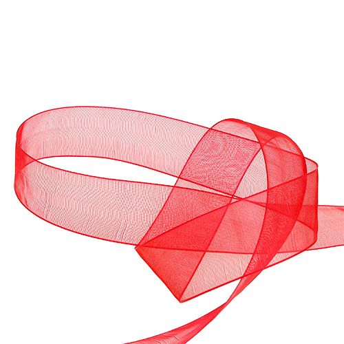 položky Organzová stuha s okrajem 2,5cm 50m červená