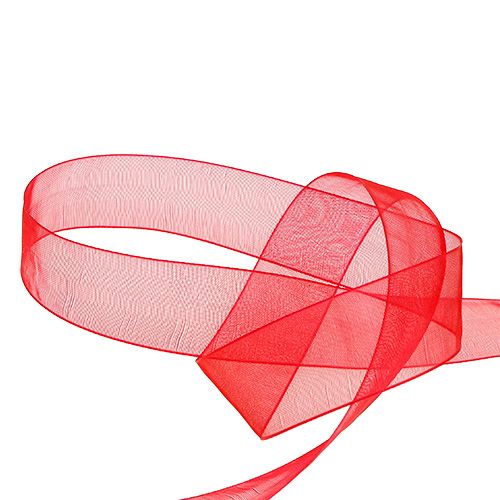 položky Organzová stuha s okrajem, dekorativní stuha organza 25mm 50m červená