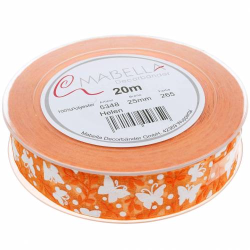 Floristik24 Organzová stuha motýlci 25mm oranžová ozdobná stuha dárková stuha 20m