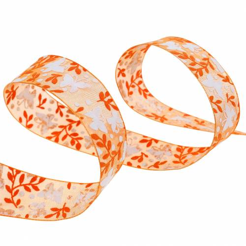 Floristik24 Organzová stuha motýlci 25mm oranžová ozdobná stuha dárková stuha 20m