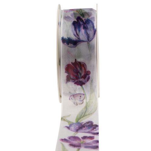 položky Organzová stuha šifonová stuha papoušek tulipány fialová 40mm 18m