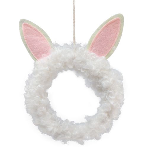 Floristik24 Velikonoční dekorace ozdobný prsten králičí uši dekorace na dveře bílá Ø13cm 4ks