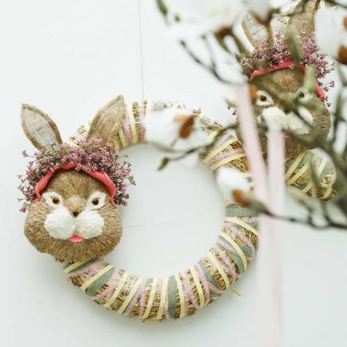položky Velikonoční dekorace králičí hlava na zavěšení slámy V32cm