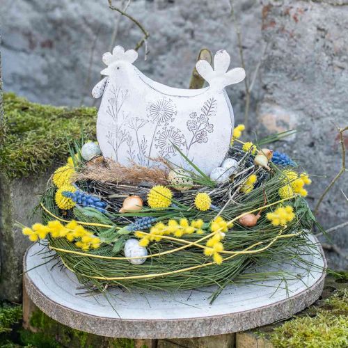 Velikonoční dekorace kovové deco kuře Velikonoční bílá 19,5x6,5x18cm