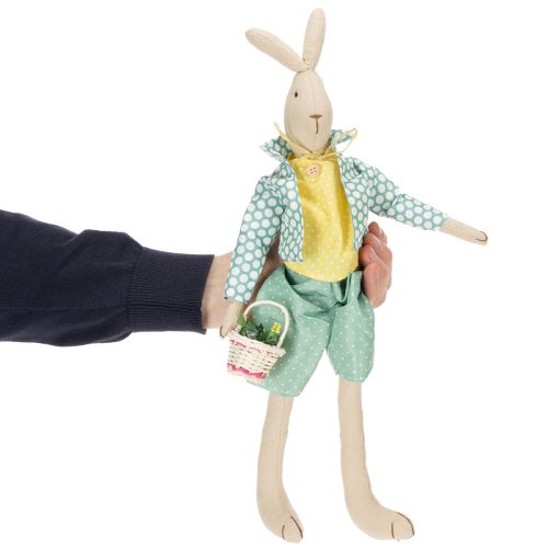 položky Látkový velikonoční zajíček, králík s oblečením, velikonoční dekorace, mladý králíček V46cm