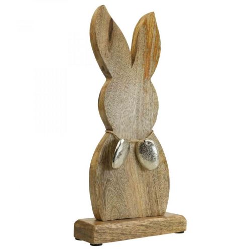 položky Velikonoční zajíček dřevěný s kovovými vajíčky, velikonoční dekorace na stůl V31cm