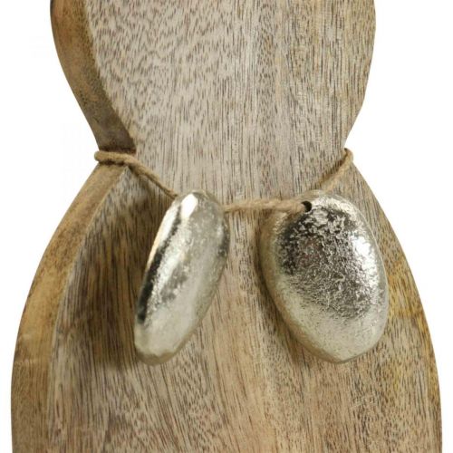 položky Velikonoční zajíček dřevěný s kovovými vajíčky, velikonoční dekorace na stůl V31cm