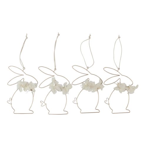 Floristik24 Velikonoční zajíčci na zavěšení kovové květiny zlatí 10×14,5cm 4 ks