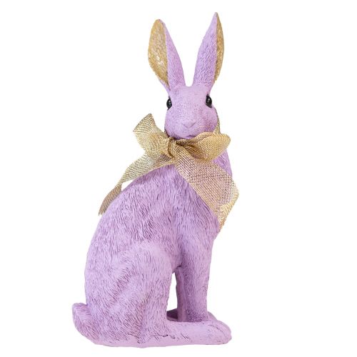 Dekorace velikonočního zajíčka Fialový zlatý králík sedící dekorativní postava V25cm