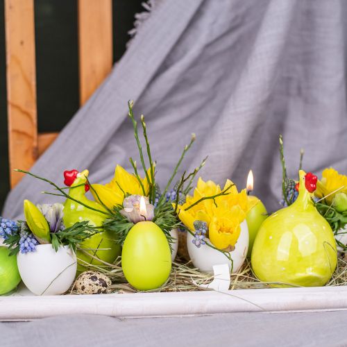 Floristik24 Velikonoční svíčky tvar vajíčka, vaječné svíčky Velikonoční limetka Ø4,5cm V6cm 6ks