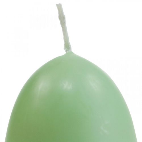 Floristik24 Velikonoční svíčky tvar vajíčka, vaječné svíčky velikonoční zelené Ø4,5cm V6cm 6ks
