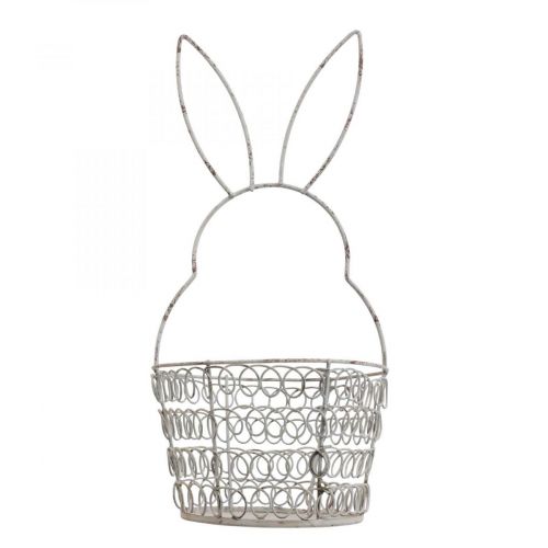 Floristik24 Velikonoční košík drátěný košík Velikonoční zajíček Shabby Ø12cm V26,5cm