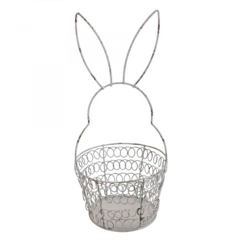 Floristik24 Velikonoční košík drátěný košík Velikonoční zajíček Shabby Ø12cm V26,5cm