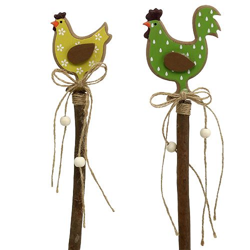 Floristik24 Velikonoční zátka kuřecí žlutá, zelená 8cm L36cm 6ks