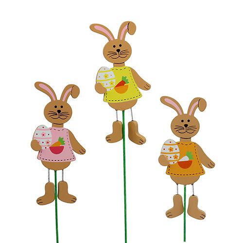 Velikonoční špunt králíci s vajíčkem 12cm L29cm 15 ks