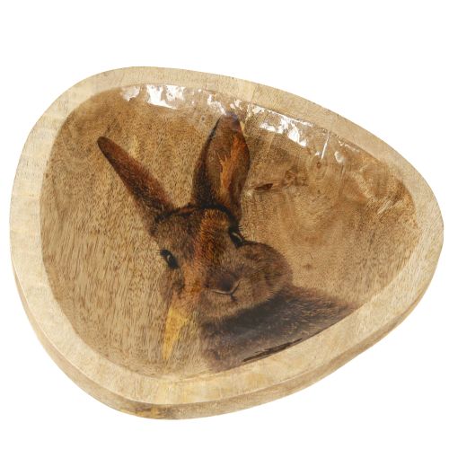 položky Velikonoční talíř Dřevěný dekorační talíř Králík ve vejci přírodní 25x26cm
