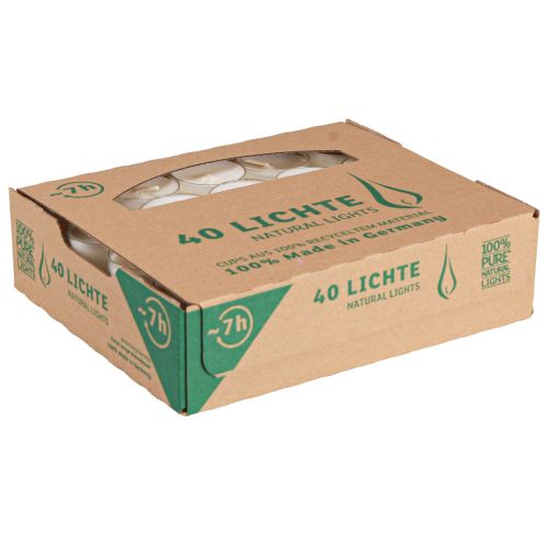 položky PURE Nature Lights Čajové svíčky Řepkový vosk Ø38mm 40 ks
