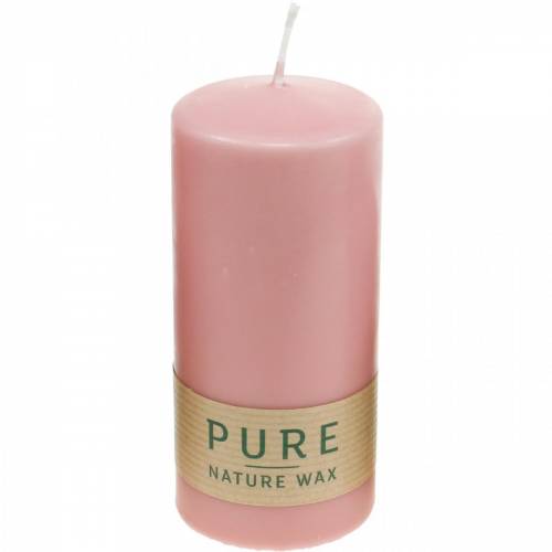 PURE sloupová svíčka 130/60 dekorativní svíčka růžový přírodní vosk