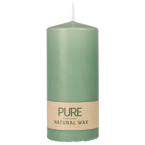 Floristik24 PURE sloupová svíčka zelená smaragdová Svíčky Wenzel 130/60mm