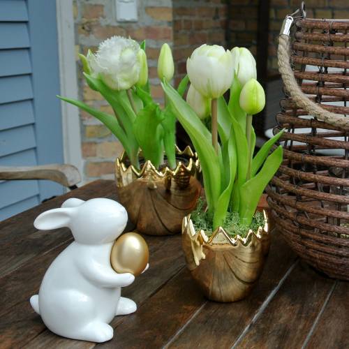 Floristik24 Papoušek tulipán v květináči bílý Real-Touch 23cm