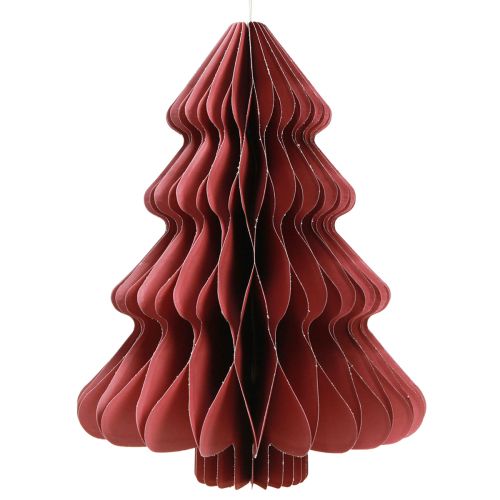 Floristik24 Papírový vánoční stromeček na zavěšení Bordeaux H40cm 2ks