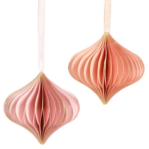 Floristik24 Papírové vánoční ozdoby cibule růžová meruňka Ø8cm 4 ks