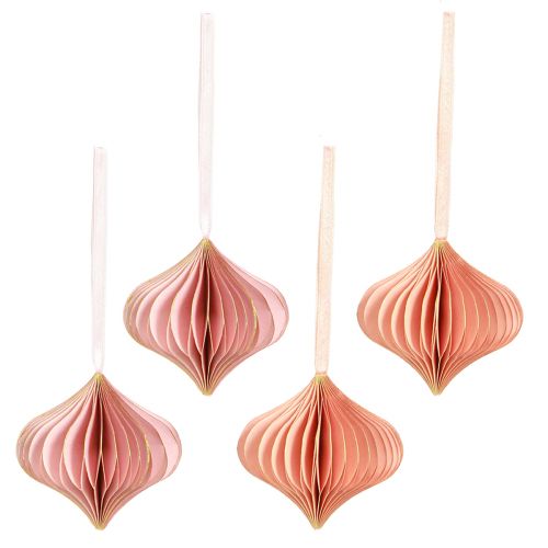 položky Papírové vánoční ozdoby cibule růžová meruňka Ø8cm 4 ks
