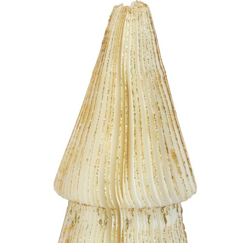 Floristik24 Papírový vánoční stromeček papírový vánoční stromeček bílý, zlatý V60cm
