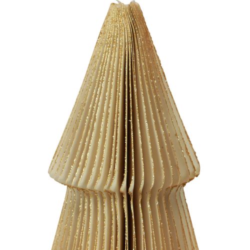 položky Papírový vánoční stromeček malý krémově zlatý V30cm