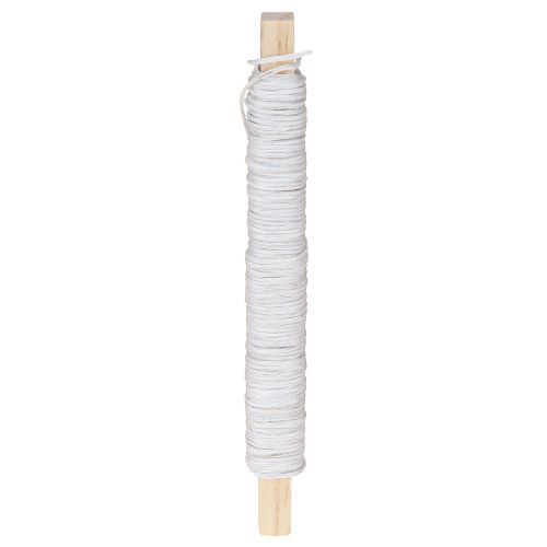 Papírová šňůra omotaná drátem Ø0,8mm 22m bílá