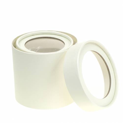 položky Květinová krabička kulatá kartonová krémová Ø10/12cm sada 2 ks