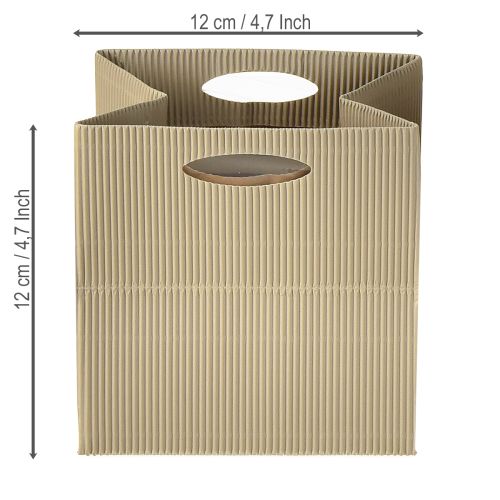 položky Papírová taška 12cm hnědá krémově béžová dárková taška 6 kusů