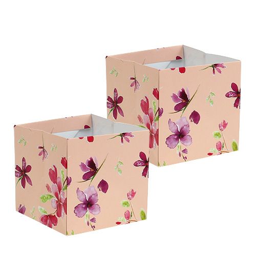 Floristik24 Papírová taška 10,5cm x 10,5cm růžová se vzorem 8ks