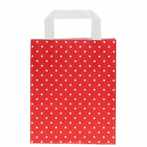 Floristik24 Papírová taška červená s puntíky 18cm x 8cm x 22cm 25p
