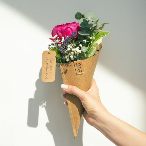položky Papírová taška na květiny taška na květiny kožený vzhled 10x20cm