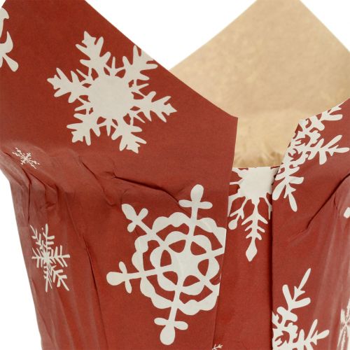 položky Papírové květináče se sněhovými vločkami červeno-bílé Ø9cm 12ks
