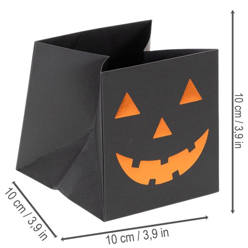 Papírový sáček s dýňovým obličejem, halloweenská dekorace 10 cm, 6 ks | Floristik24.cz