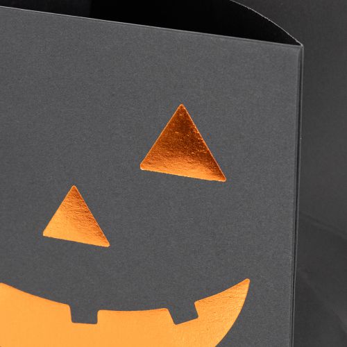 Papírový sáček s dýňovým obličejem, halloweenská dekorace 10 cm, 6 ks | Floristik24.cz