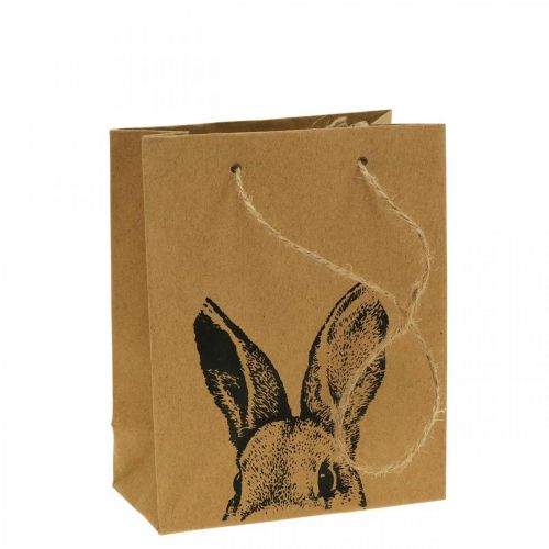 Dárková taška Velikonoční papírová taška zajíček hnědá 12×6×15cm 8 kusů