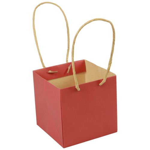 položky Papírové tašky červené s uchem dárkové tašky 10,5×10,5cm 8 kusů
