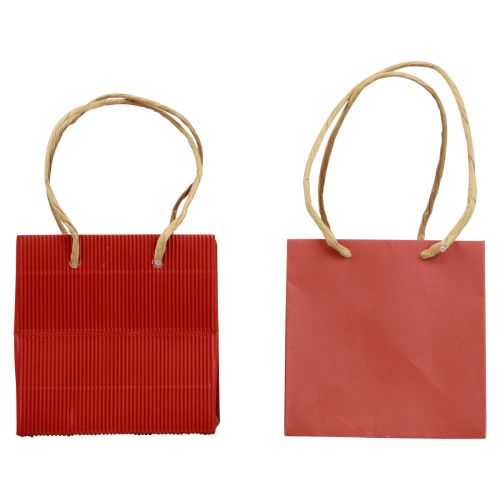 položky Papírové tašky červené s uchem dárkové tašky 10,5×10,5cm 8 kusů