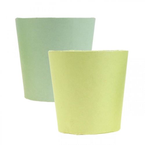 položky Papírový květináč, květináč, květináč modrý/zelený Ø11cm H10cm 4ks