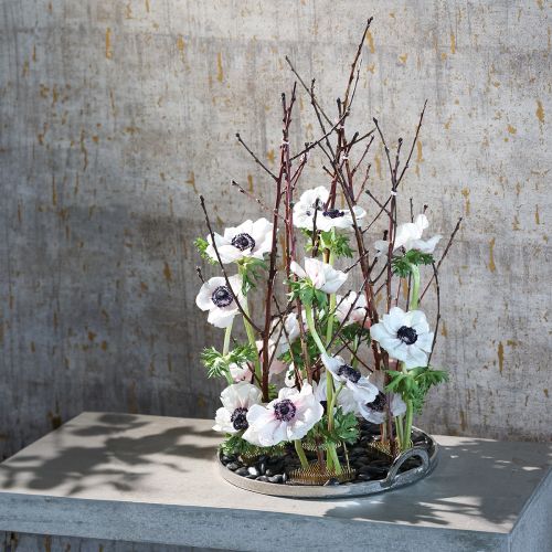 položky Ježek Kenzan Ikebana obdélníková stříbrná mosaz 60×45mm
