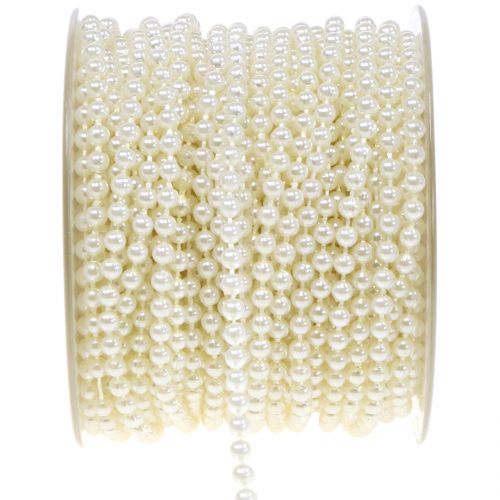 Floristik24 Krémová perlová šňůra 4mm 20m