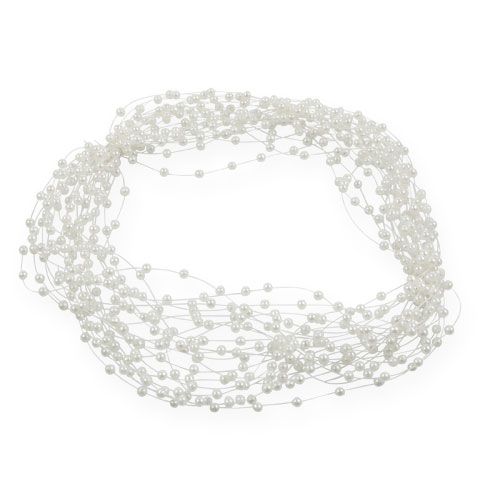 Floristik24 Dekorativní perlový pramen 20m bílý