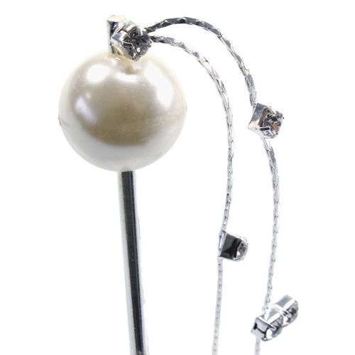 Floristik24 Deko jehla s perlovou hlavou bílá Ø15mm L12cm 6ks