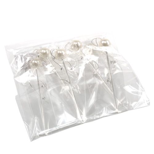 Floristik24 Deko jehla s perlovou hlavou bílá Ø15mm L12cm 6ks